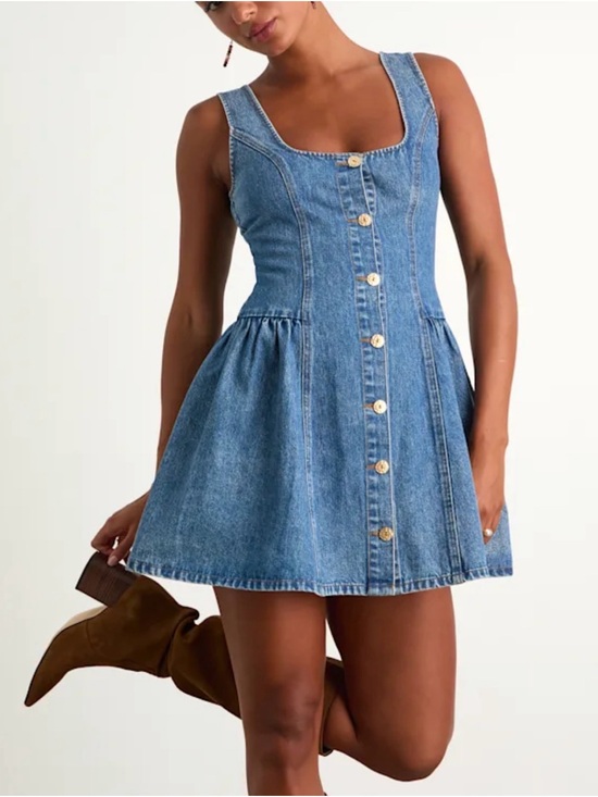 Lulus Dresses & Skirts - Lulus Denim Button-Front Mini Dress - Blue
